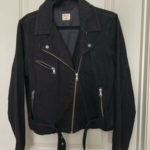 GAP Black Denim Women's Moto Jacket